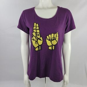 Under Armour heatgear Women’s purple Cotton UA Sign Language Graphic Shirt XL